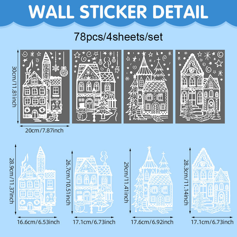 🎄 Christmas Village Window Sticker Set