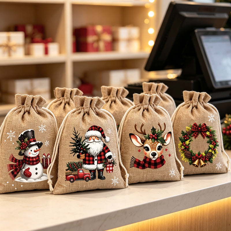 Christmas Drawstring Gift Bags