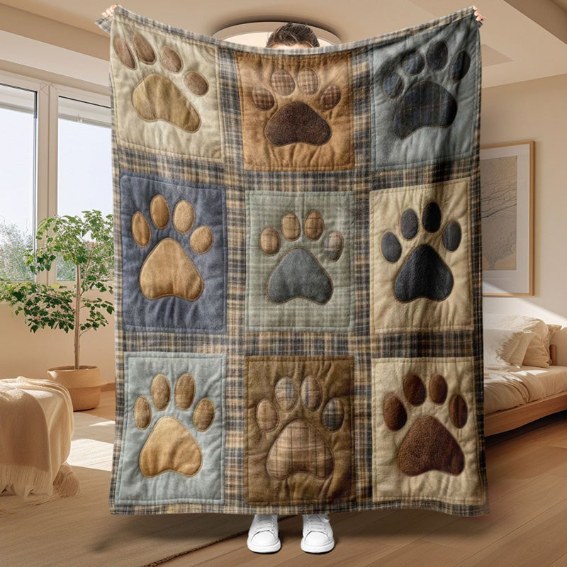 🐶🐾Cute Paw Print Soft Flannel Blanket – Snuggly, Warm, Lovely Home Decor 🛌