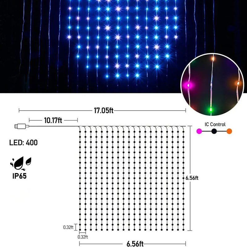 Waterproof LED Curtain String Lights