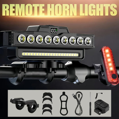 ⏳Time-Limited Special⏰ Ultra-Bright Bike Light – Dual Beam, 30 LEDs & Real-Time Display – Up to 20H Runtime, Type-C & Remote 🛡️