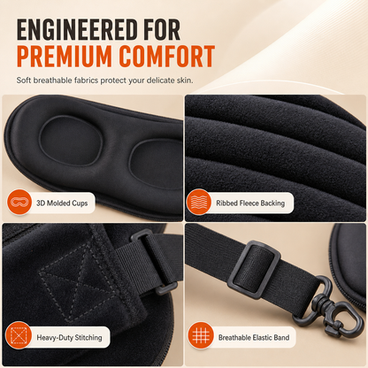 Integrated Memory Foam Travel Pillow and 3D Blackout Sleep Eye Mask Set for Travel Neck Support