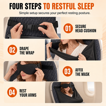 Integrated Memory Foam Travel Pillow and 3D Blackout Sleep Eye Mask Set for Travel Neck Support