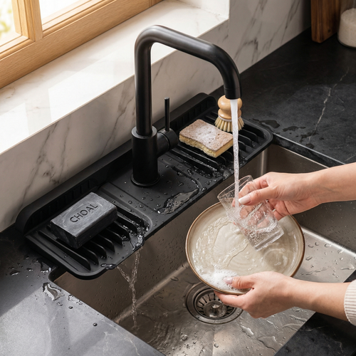 Silicone Faucet Splash Guard – Drip Mat for Sink & Basin