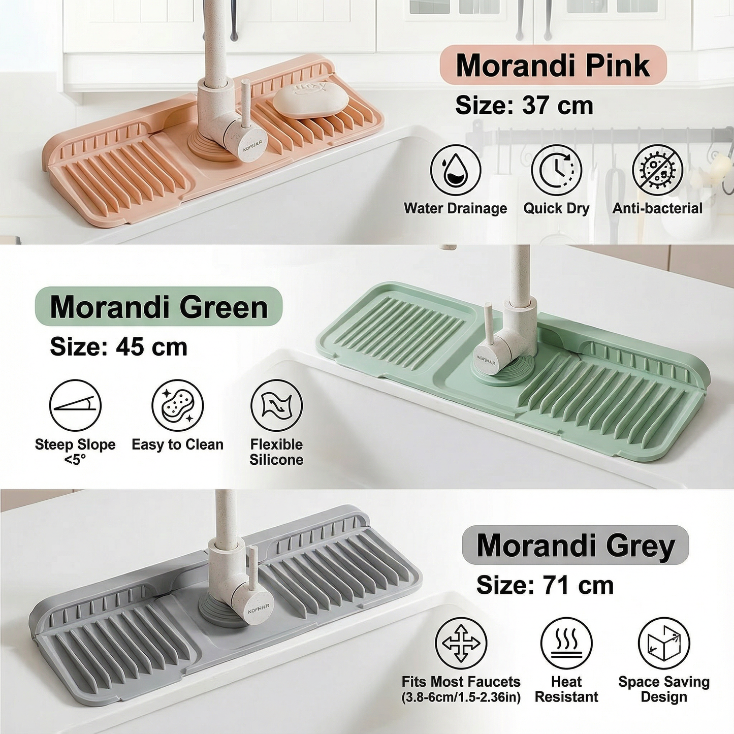 Silicone Faucet Splash Guard – Drip Mat for Sink & Basin